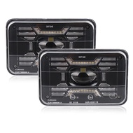 4x6 SquarLed Headlight Lamps with DRL Turn Signal Lights for Kenworth Peterbil H4651 H4652 for Chevr