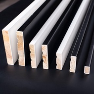 Matte Paint Black White Solid Wood Flat Minimalist Baseboard Wooden Line Corner Line Baseboard Woode