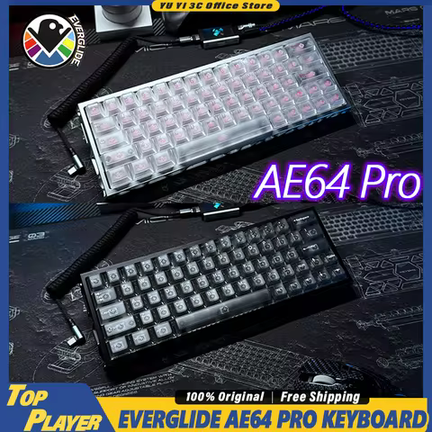 Everglide AE64 Pro Gaming Keyboard Hall Effect Switch RT 0.001MM 8K Polling 480MHz 0.9ms Latency Dua