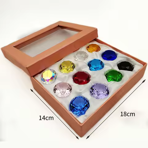 PJ1 12Pcs Crystal Diamond Paperweight Decorative Cut Glass Giant Gemstone Wedding Christmas Ornament