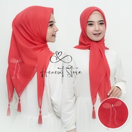 Hijab Segi Empat Paris Tasel Bordir Motif Pita /Kerudung Coquette Paris Pita / kerudung Ribbon