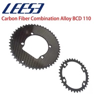 LEESE Carbon Fiber Combination Alloy BCD 110 Road Bike Double Chainring for Shimano r7000/r8000/r910