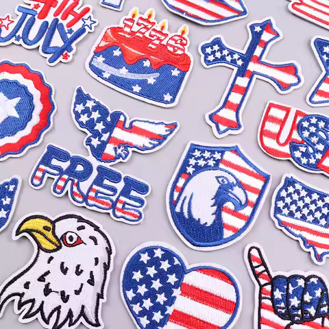 July Fourth Embroidery Patches For Clothing American Style Bald Eagle Patch Iron On Patches On Cloth