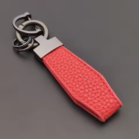 lycheeleather T-shaped car keychain pendant anti lost spiral microfiber spring rope memory drop stor