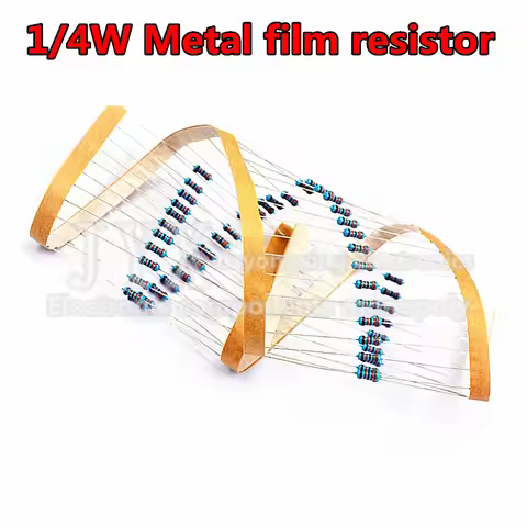 100pcs Metal film resistor 1/4W 1R~22M 1% 0.25W 3R 2.2R 10 100R 120R 150 220R 270 330 1K 2.2K 4.7K 1