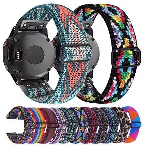 22mm 26mm Elastic Woven Band For Garmin Fenix 6X 6X Pro 5X 3 Loop Nylon Wrist Band/Garmin Fenix 6 6 