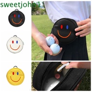 SWEETJOHN Polyester Golf Waist Bag, with Metal Hook 4 Balls Capacity Round Golf Ball Bag, Pouch Bag Polyester Zipper Embroidery Golf Small Ball Bag Golf Accessory Supplies