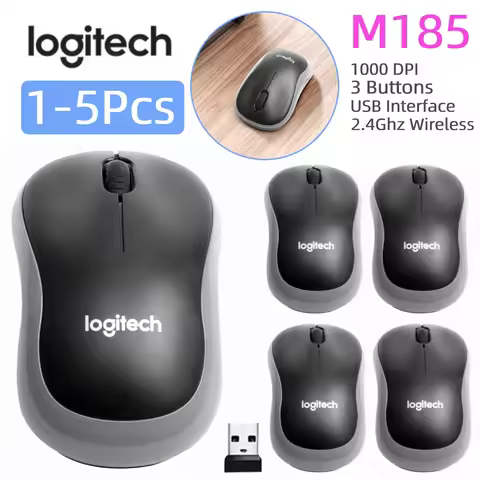 1-5Pcs Logitech M185 Wireless Mouse with 2.4GHz USB Receiver Silent Gaming Optical Mice 1000DPI 3 Bu