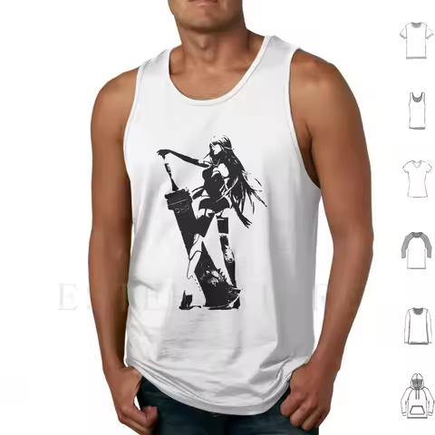 Weathered A2 Nier Automata Tank Tops Vest Nier Automata 2b A2 9s Emil Black White Weathered Android 