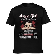 Betty Boop August Girl With 3 Sides August Birthday Gift Men's Cotton T-Shirts
