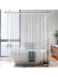 1入組peva透明淋浴簾,帶金屬孔圈,含白色塑料掛勾,浴室配件