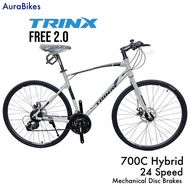 TRINX Free 2.0 Hybrid Bike 700C City Bicycle Road 24 Speed Aluminium Alloy Frame