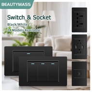 BTY Modern Switch Outlet 3 Gang Outlet Socket 2 Gang Switch Light Electrical Duplex Outlet