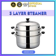 3 LAYERS STEAMER FOR PUTO 3 LAYER SIOMAI STEAMER STAINLESS STEEL STEAMER COOKWARE MULTIFUNCTIONAL 3 LAYERS POT STEAMER COOKER STAINLESS STEEL MULTI-FUNCTIONAL