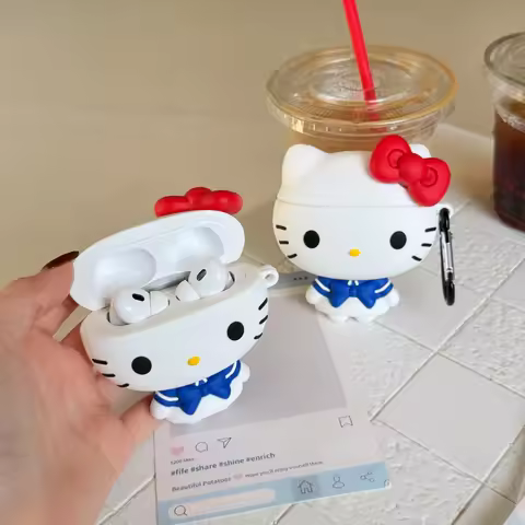 3D Bow Sanrio Hello Kitty Cartoon Earphone Case For Apple AirPods 4 Pro 2 Pro3 Wireless Bluetooth Ch