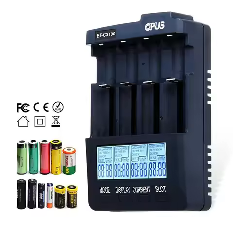 OPUS BT-C3100 V2.2 Universal Four Slots LCD Screen Replenisher Smart Rechargeable Smart Battery Char