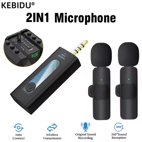 3.5mm Lavalier Microphone 2.4G Wireless Microphone Noise Reduction Audio Video Recording Live Broadc