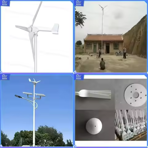 1KW 2KW 3KW 5KW Horizontal Wind Turbine Solar Hybrid Power Generator System Home Off Grid Energy Kit