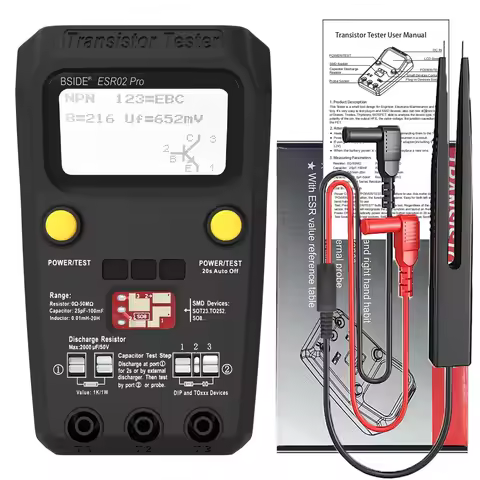 BSIDE ESR02pro Multi-purpose Transistor ESR/SMD Tester Smart Diode Triode Capacitance Resistor Meter