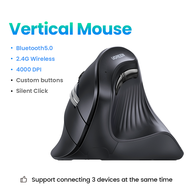 UGREEN Bluetooth Vertical Ergonomic Wireless Mouse 2.4G 4000DPI เมาส์เพื่อสุขภาพ เมาส์แนวตั้งไร้สาย