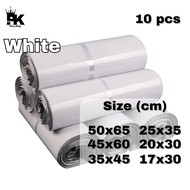 10pcs White Courier Bag Parcel Bag Beg Parcel Plastik Parcel Mailing Bag (25x35, 20x30, 17x30)