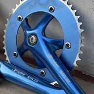 CRANK FIXIE 46T PROWHEEL SOLID GOLD BROWNbiru 130 ARM 165 ALLOYBcd - Blue