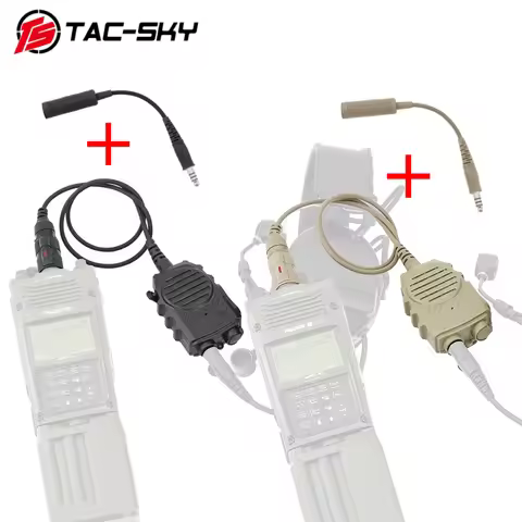 TS TAC-SKY Tactical 6-pin Speaker Microphone with 3.5mm & 7.0mm Jack for Tactical Headset for PRC152