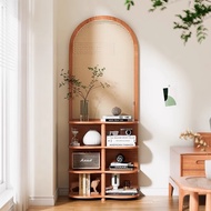 Nordic Retro Solid Wood Rattan Screen Wabi-Sabi Living Room Mobile Bedroom Partition Rattan Structur