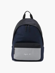 agnes b日系潮流新款冬季大容量電腦商務揹包雙色拼接筆記本包