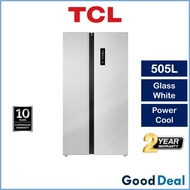 TCL Net 505L White Glass Side by Side Inverter Refrigerator Peti Sejuk Fridge
