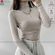 Áo croptop dài tay nữ Hiền Trần BOUTIQUE cổ lọ chất vải cotton co giãn giữ nhiệt tốt kiểu ôm body cá