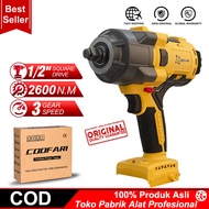 COOFARI Kunci Pas Elektrik Torsi Tinggi 2600NM Kunci Pas Elektrik Tanpa Kabel 1/2 Inci Alat Listrik 