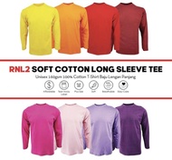 Soft Cotton Long Sleeve T-Shirt Unisex 160gsm Breathable Baju Kosong Lengan Panjang T-Shirt Lelaki RNL2 Group B