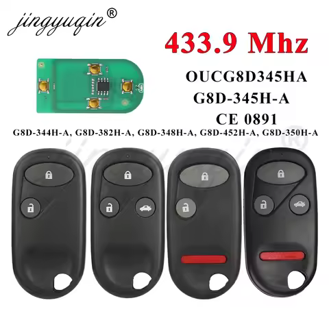 jingyuqin G8D345HA for Honda Civic Accord CRV HRV FRV Jazz 433Mhz Remote Car key Fob G8D-345H-A /344