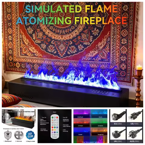 Water Electric Fireplace Mist Fireplace Embedded Realistic Mist Flame Remote Control APP Interior De