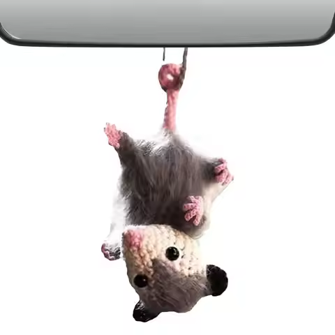 Cute Opossum Car Charm Rearview Mirror Decor Charm Animal Opossum Car Hanging Decoration Car Widgets