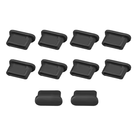 10pcs Silicone Type C Anti-Dust Stopper Cap Cover Black 9.9x4x6 mm Overall Size Black Dust Plug Port