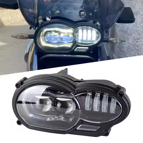 Motorcycle LED Headlight High/Low Beams DRL for BMW R1200GS & Adventure Oil Cooler 2005-2012