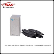 Tan Chong Rear Brake Pad - Nissan TEANA J32 L33 XTRAIL T32 SYLPHY B17 Serena C26 ( TC Tan Chong Disc