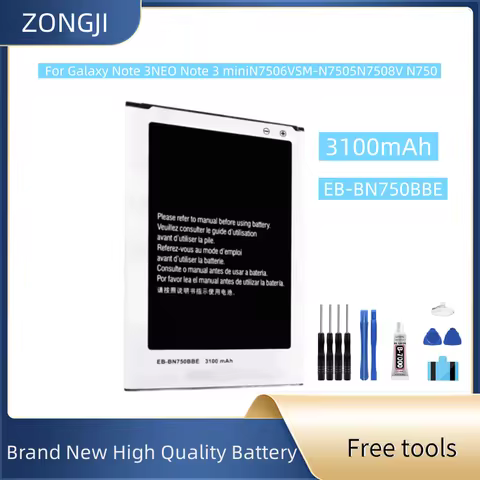 New Battery EB-BN750BBE 3100mAh For Galaxy Note 3 Neo N750 N7508V SM-N7505 N7502 Mobile Phone Batter