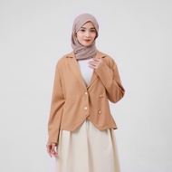 Premium Mocha Plain Women's Blazer – Ayzel Shevory | Elegant Hijab Semi-Formal Blazer