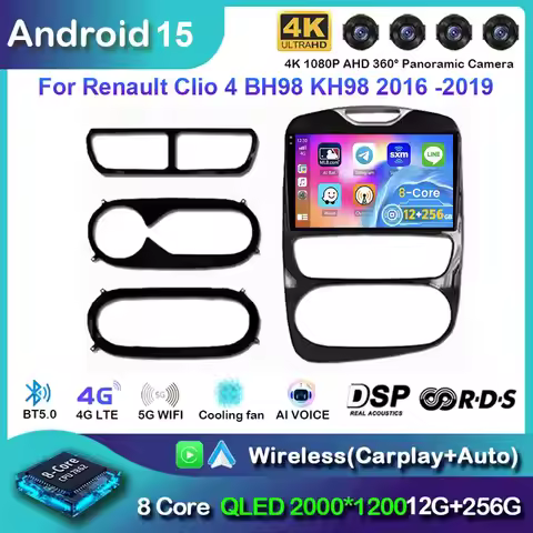 Car Radio Android 15 Carpaly For Renault Clio 4 BH98 KH98 2016 - 2019 GPS Navigation Multimedia Play
