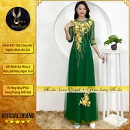 Áo Dài Đính Kết Đám Cưới Sui Gia Hoa Thêu M09 Xanh Rêu - Áo Dài Xuân Quỳnh