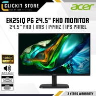 ACER 24.5'' EK251Q P6 LCD IPS Monitor 144Hz/FHD/ 1ms/ With Speakers (VGA/HDMI/AUDIO) - EK251QP6BMIX