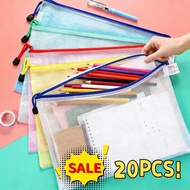 10/20pcs A6/A5/A4/A3/B5/B4 Zipper Bag Zipper File Folder Tuition Bag File Bag Waterproof Mesh Pouch 