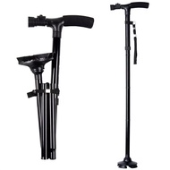 Collapsible Telescopic Folding Cane Elder Cane LED With alarm Walking Trusty Sticks Elder Crutches f
