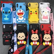 For Huawei P30 P20 Pro Lite Nova 4e 3e Case 3D Doraemon Stitch Minnie Cartoon Zipper Wallet Coin Pur