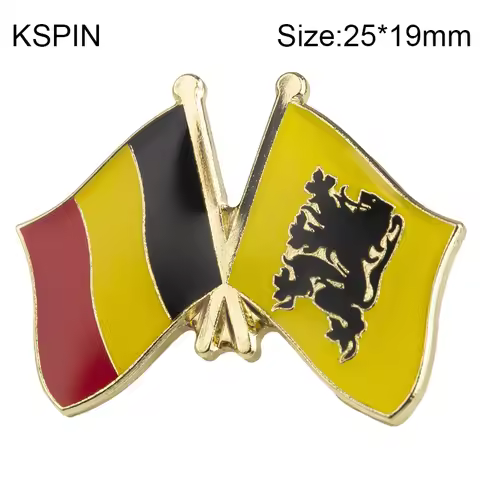 Belgium & FLANDERS Friendship Flag Laple Pin Badge Brooch