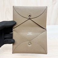 Hermes18大象灰Epsom皮Calvi Duo卡包