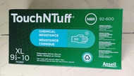 Ansell TouchNTuffถุงมือแอนเซลรหัส92-600ไนไตร์ทสีเขียวกล่องมี50คู่ใช้ในห้องแลปสัมผัสเคมี น้ำมันได้ดี(